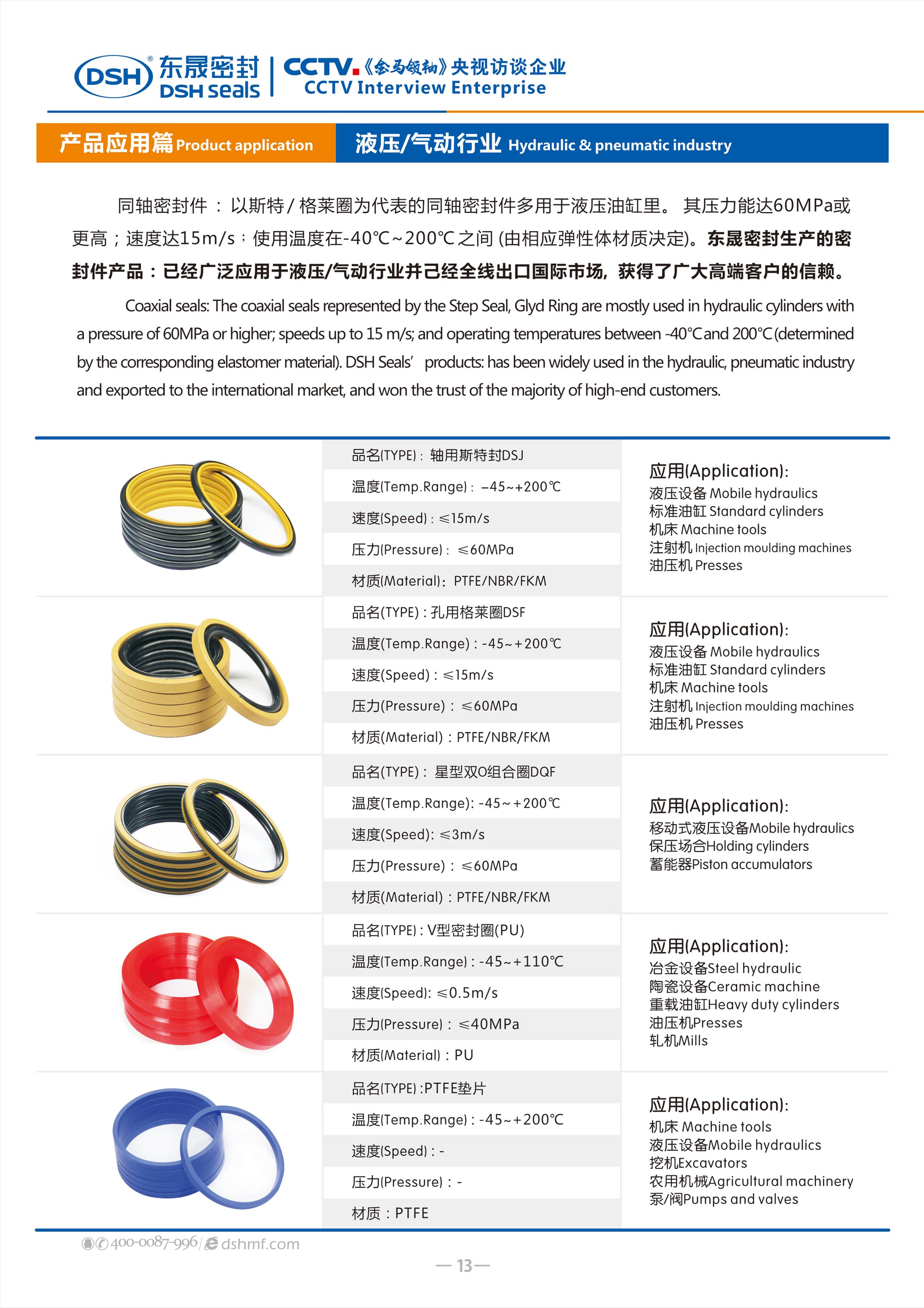 液壓、氣動行業(yè)密封件廠 - 東晟密封生產(chǎn)液壓氣動密封件產(chǎn)品：已經(jīng)廣泛應用于液壓、氣動行業(yè)并己經(jīng)全線出口國際市場。